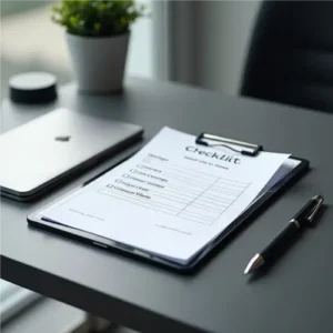 Vorschau der Power BI Architektur-Checkliste als PDF-Download auf einem Tablet.